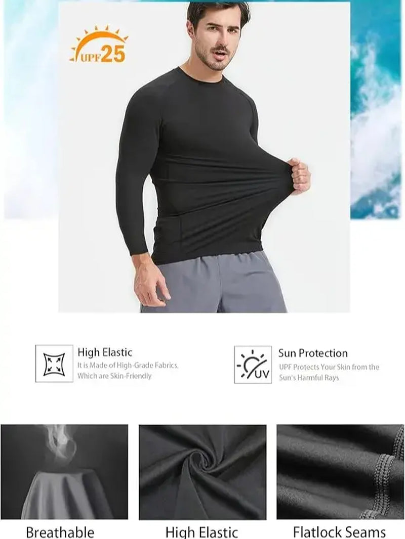 Men'S 5-Piece Compression Sportswear Set Short & Long Sleeve Baselayer Shirts Black White Navy for High-Intensity Workout Training