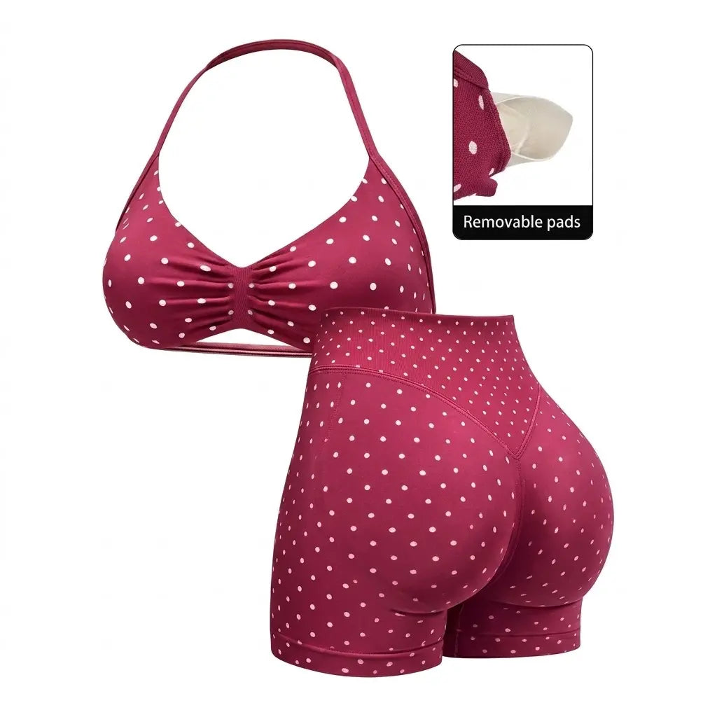 Women'S Seamless Yoga , 2-Piece Gym Shorts & Sports Bra Workout Outfit, High-Waisted Fitness Sportswear, Exercise Activewear for Women Gym Yoga Outfits Activewear Look Stretch Activewear Shorts Fitness Seamless Design Summer Open Back Sport Bra
