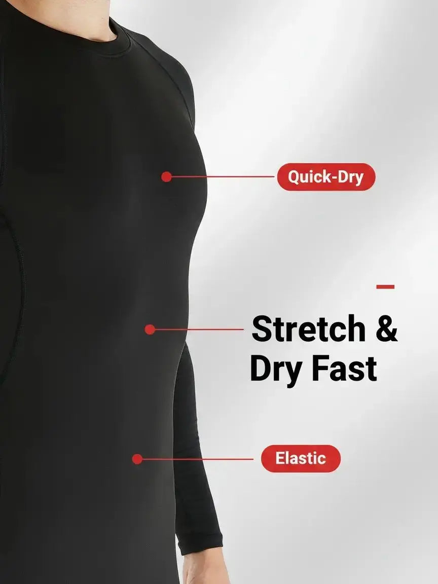 Men'S 5-Piece Compression Sportswear Set Short & Long Sleeve Baselayer Shirts Black White Navy for High-Intensity Workout Training