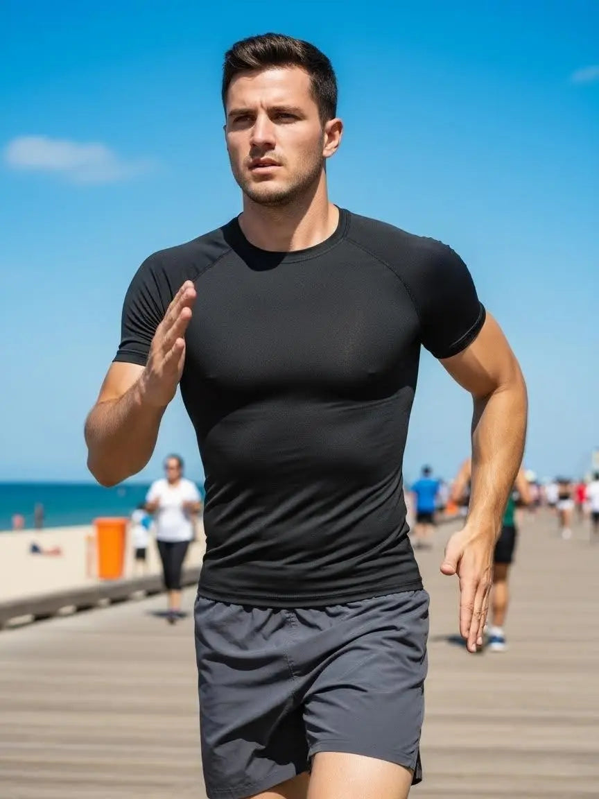 Men'S 5-Pack Crew Neck Plain Compression Shirts - Short Sleeve/Sleeveless Breathable Workout Top, Base Layer Sporty Sports Tops, Summer Gym Training Activewear for Fitness