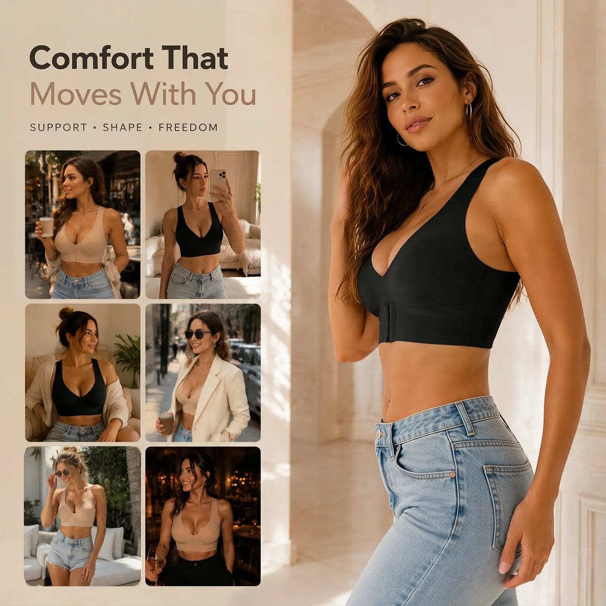Esselegance Posture Bra, Women’S Breathable Mesh Wireless Top with Removable Pads Alternative, Activewear for Running and Gym Sessions Workout Bra, Training Bra, Push up Bra, Bras for Women Minimizer Bra, Jelly Bra